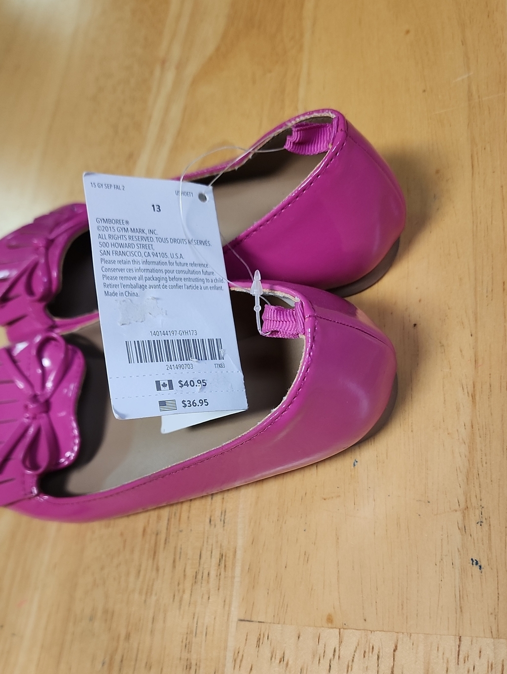 Gymboree Vintage 2015 Hot Pink Patent Fringe Bow Loafers Flats Size 13 HTF - Picture 2 of 11